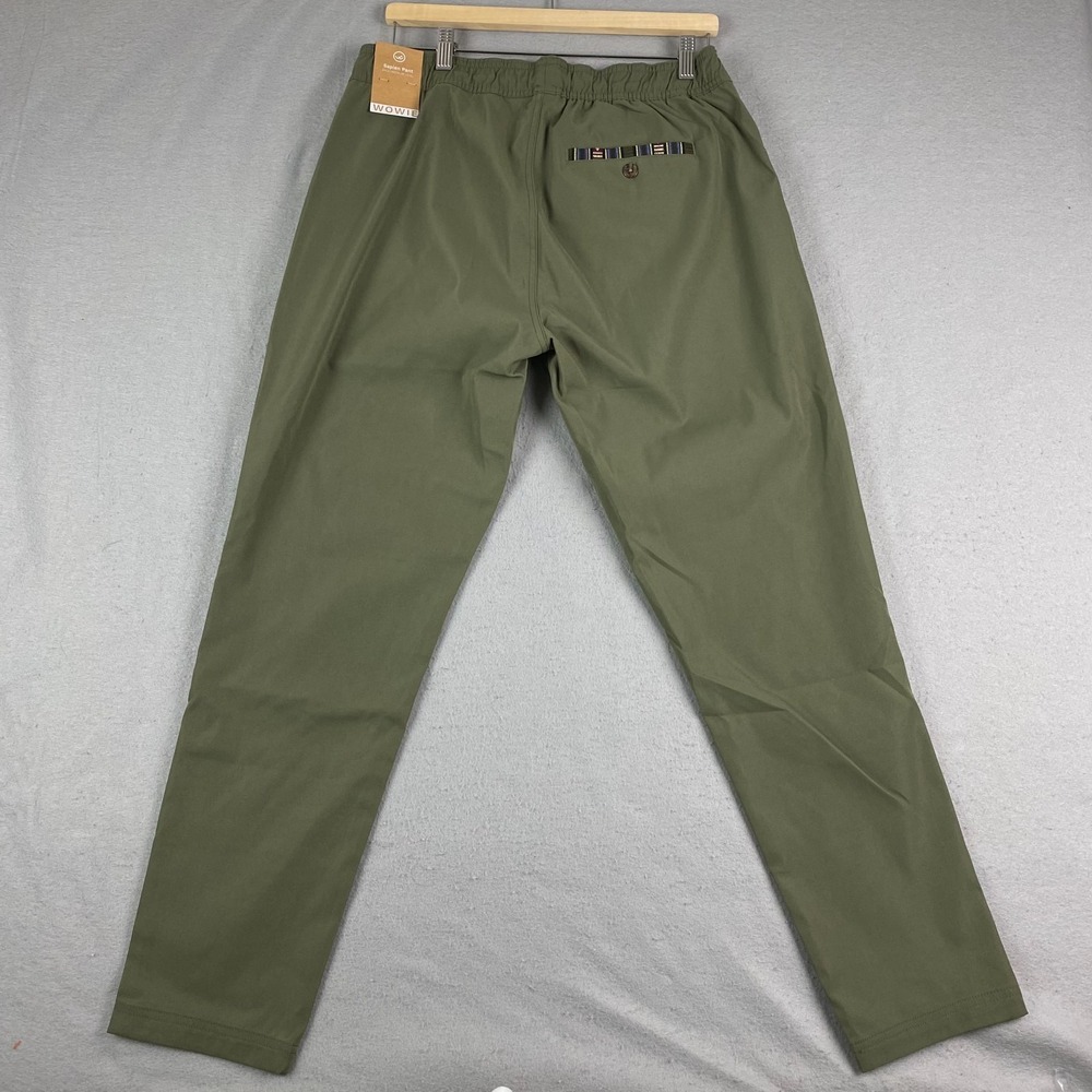 Wowie Sapien Pants Mens Large Stretch Drawstring Tapered Fit Polyester Green NEW